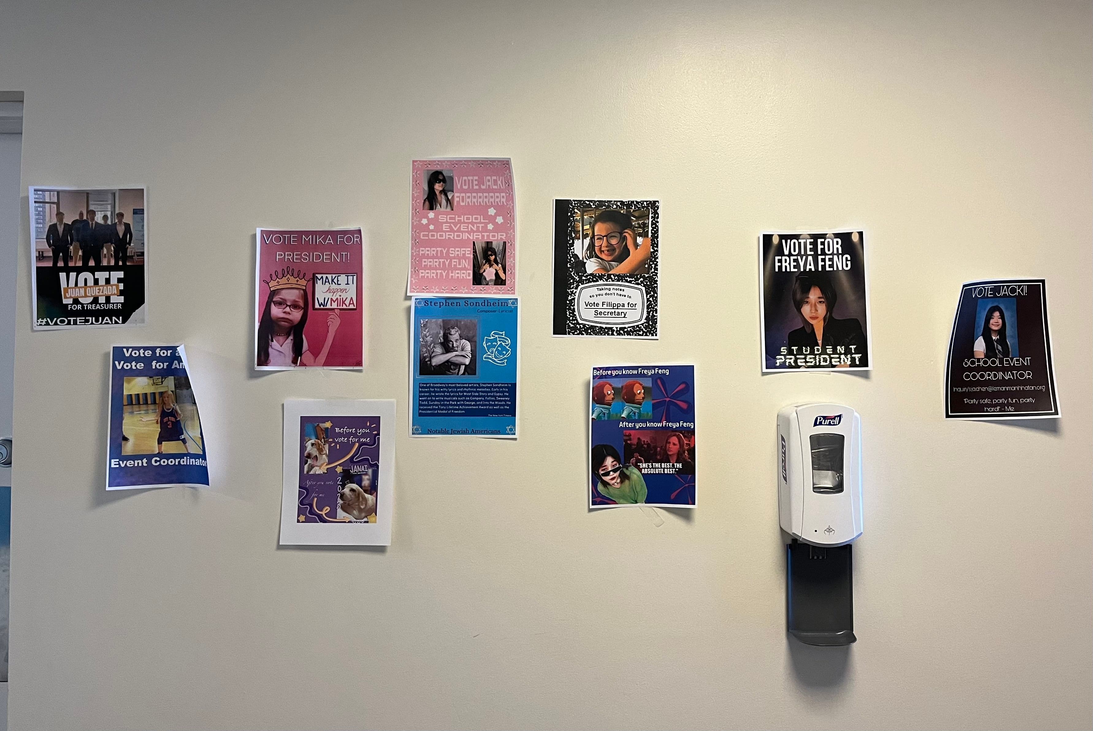 Fliers from various Student Government Candidates